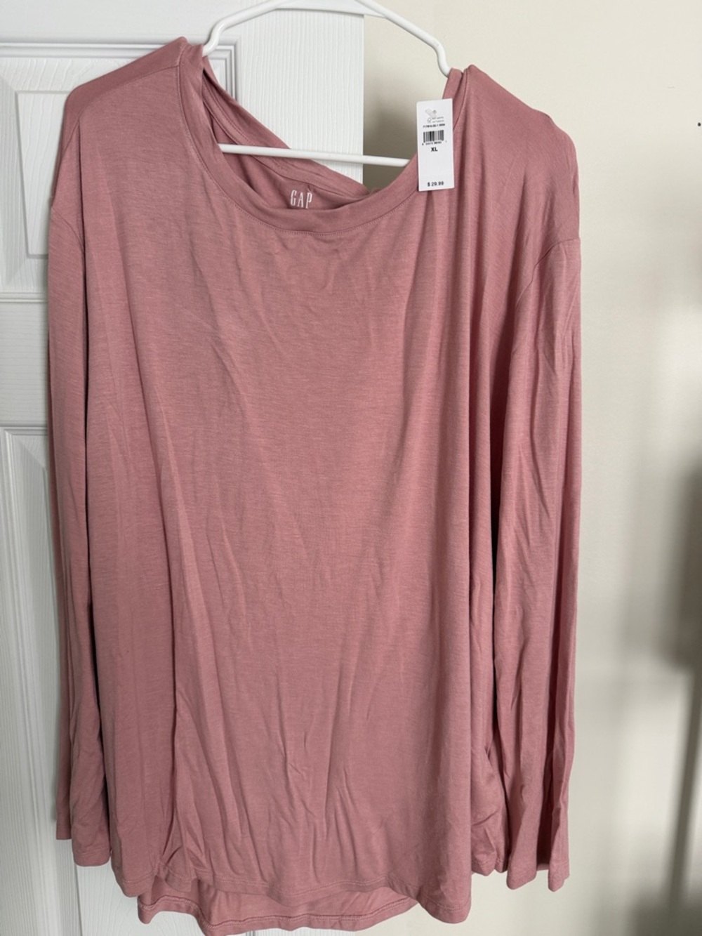 GAP Lightweight Long Sleeve Tee in Mauve Pink